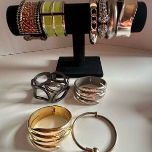Elegant Silver and Gold Tone Hinged Bracelets VTG to Modern